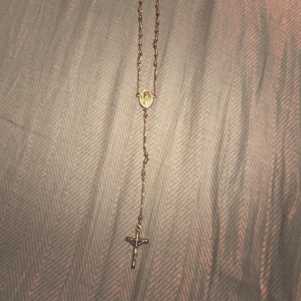 Gold rosary head necklace